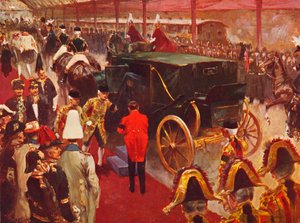 Königin Alexandra kommt am Bahnhof Paddington zur Beerdigung von Königin Victoria, 1901 von Unbekannt