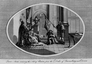 Königin Anne erhält das Unionsgesetz vom Herzog von Queensberry, 1707 1793