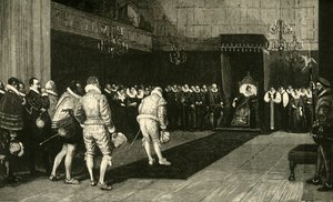 Königin Elisabeth empfängt die französischen Botschafter nach dem Massaker an St. Bartholomäus, 1890