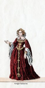 Königin Katharina, Kostümentwurf für Shakespeares Stück, Heinrich VIII., 19. Jahrhundert von Unbekannt