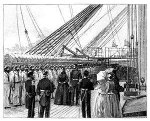 Königin Victoria inspiziert die HMS Galatea, Osborne Bay, ca. 1860er Jahre von Unbekannt