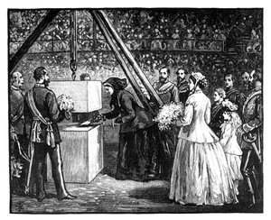 Königin Victoria legt den Grundstein der Royal Albert Hall, London, 1860er Jahre