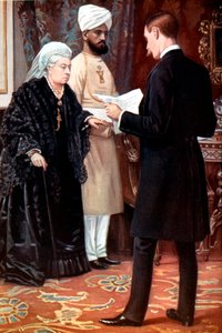 Königin Victoria hört eine Depesche von der Front während des Burenkriegs, 1899-1901 von Unbekannt