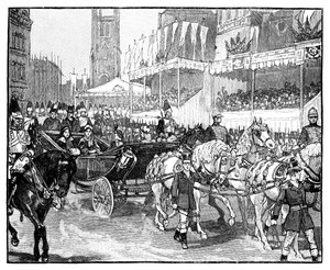Königin Victoria eröffnet den Holborn Viadukt, London, 1869