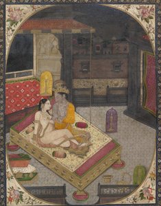 Radha und Krishna auf einem Bett in der Nacht von Unbekannt