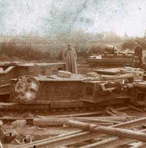 Eisenbahngeschütz für die Big Bertha, um 1914-1918