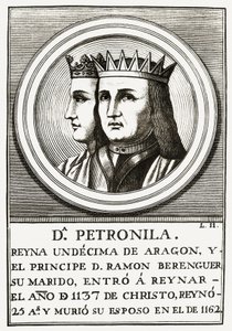 Raimond Berenger IV. von Barcelona und Petronilla, Königin von Aragon, Gravur von Unbekannt