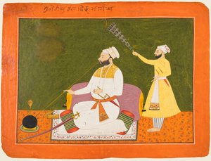 Raja Bikram Singh von Guler regierte 1661-85 beim Rauchen, um 1680