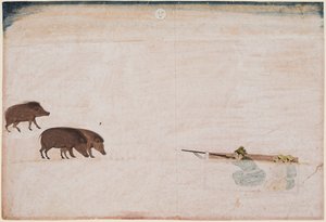 Raja Ram Chand von Amber jagt Wildschweine, reg. 1667-1688, ca. 1670 von Unbekannt
