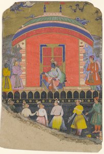 Rama empfängt Sugriva und Jambavat, die Affen- und Bärenkönige, Folio aus, ca. 1605