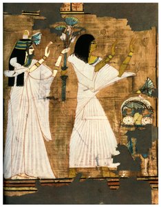 Rames und seine Frau in Anbetung vor einem Tisch mit Opfergaben, ca. 1400 v. Chr. 1958