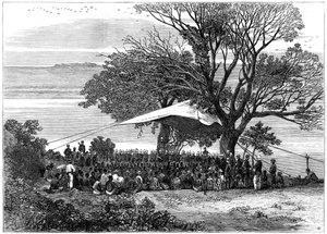 Lesen des Ultimatums am Ufer des Tugela, der Zulukrieg im Süden, 1879 von Unbekannt