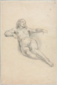 Liegender weiblicher Akt recto, verschiedene Skizzen von Figuren und Pflanzen verso