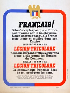 Rekrutierungsplakat für die Vichy-Französische Légion Tricolore, 1942 von Unbekannt