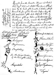Reduziertes Faksimile eines Vertrags zwischen den Briten und den amerikanischen Ureinwohnern, 1769