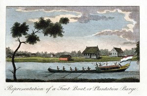 Darstellung eines Zeltbootes oder Plantagenkahns, 1813 von Unbekannt