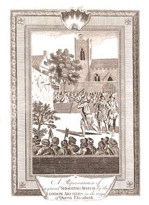 Darstellungen des Schießwettbewerbs der Londoner Bogenschützen zur Zeit von Königin Elisabeth, 1793 von Unbekannt