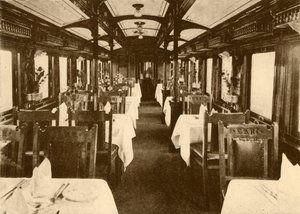 Speisewagen in einem Fernzug, Südafrikanische Eisenbahnen, 1930 von Unbekannt