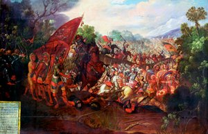 Rückzug von Hernando Cortes aus Tenochtitlan, Mexiko, 1520 von Unbekannt