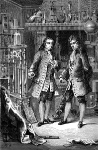 Robert Boyle, anglo-irischer Chemiker und Physiker und Denis Papin, französischer Physiker, 1870