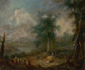 Romantische Landschaft mit Figurenstaffage