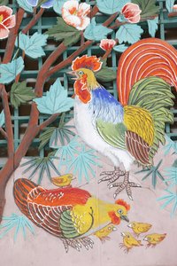 Hahn, Henne und Küken, Seoul, Südkorea von Unbekannt