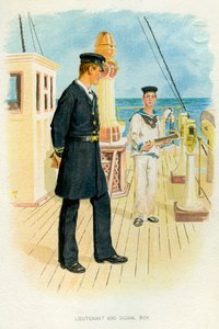 Leutnant der Royal Navy und Signaljunge, ca. 1890-1893