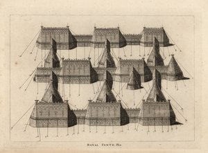 Königliche Zelte aufgestellt für das Treffen von König Heinrich VIII. und König Franz I. von Frankreich nahe Ardres 1520 von Unbekannt