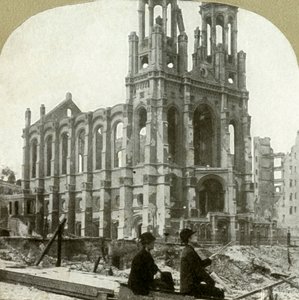 Ruinen der jüdischen Synagoge in der Sutter St., überstanden die großen Erdbeben von 1865 und 1868, 1906