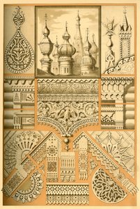 Russisches architektonisches Ornament und Holzschnitzerei, 1898 von Unbekannt