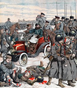 Russischer General leitet die Kampagne von seinem Auto aus, Russisch-Japanischer Krieg, 1904 von Unbekannt