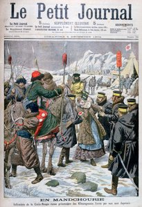Russische Krankenschwester, die von den Mandschu gefangen genommen und den Japanern übergeben wird, Mandschurei, 1904