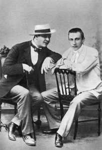 Russischer Opernsänger Feodor Chaliapin mit Komponist und Pianist Sergei Rachmaninov, um 1890 von Unbekannt