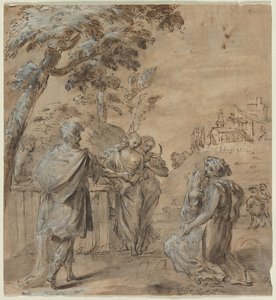 Ruth und Boas recto Der Sturz des Simon Magus verso, 1600er Jahre von Unbekannt