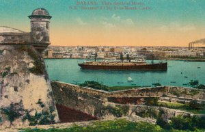 SS Havana und Stadt von der Morro-Burg, Havanna, Kuba, um 1910