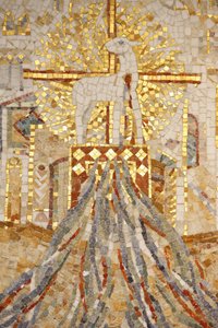 Abteibasilika Saint-Maurice, Mosaik von Madeleine Diener. Das Lamm Gottes und 7 Kanäle, die die Schöpfung symbolisieren, Saint-Maurice, Schweiz von Unbekannt