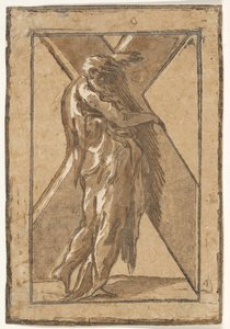 Heiliger Andreas im Profil mit einem großen Kreuz aus einer Serie von Zwölf Aposteln, ca. 1540-50 von Unbekannt