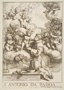 Der heilige Antonius von Padua, der das Christkind anbetet, Kopie nach Cantarini, 1640