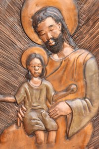 Statue von Heiligem Josef und Jesus, Brazzaville, Kongo von Unbekannt