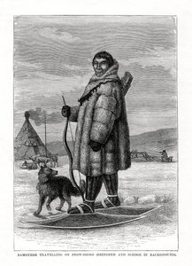Samojede auf Schneeschuhen unterwegs, Russland, 1877