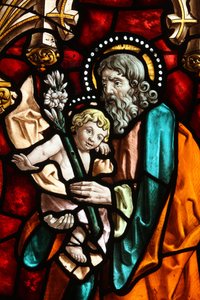 San Jeronimo Kirche. Glasfenster. Joseph und Jesus, Madrid Spanien von Unbekannt