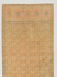 Schärpe mit Blumenfeld und Endpaneelen auf goldenem Grund, 1700er Jahre