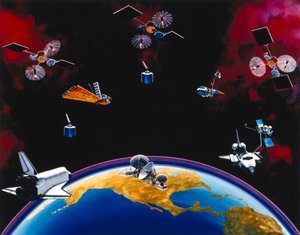 Satelliten, Kommunikation, USA TDRSS-Konstellation und Bodenstation von Unbekannt