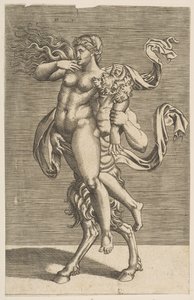 Satyr trägt eine Nymphe und hält ihren rechten Arm fest von Unbekannt