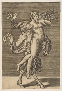 Satyr trägt eine Nymphe und hält ihren rechten Arm fest, ca. 1515-1600 von Unbekannt