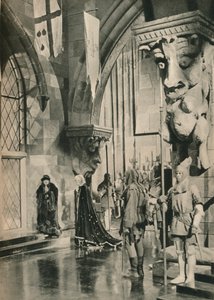 Szene im Palast von Ludwig XI. Aus dem Film: The Beloved Rogue. Kulissen von William Cameron Me von Unbekannt