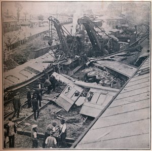 Szene des schrecklichen Eisenbahnunglücks in Salisbury, 1906 von Unbekannt