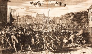 Szene des Mordes an Cornelis und Johan de Witt, Den Haag, 20. August 1672 von Unbekannt