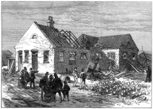 Szene der Explosion in der Patronenfabrik, Greenwich Marshes, 1872 von Unbekannt