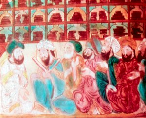 Gelehrte im Haus der Weisheit, einer Wissenschaftsakademie, Bagdad, Irak, 14. Jahrhundert von Unbekannt